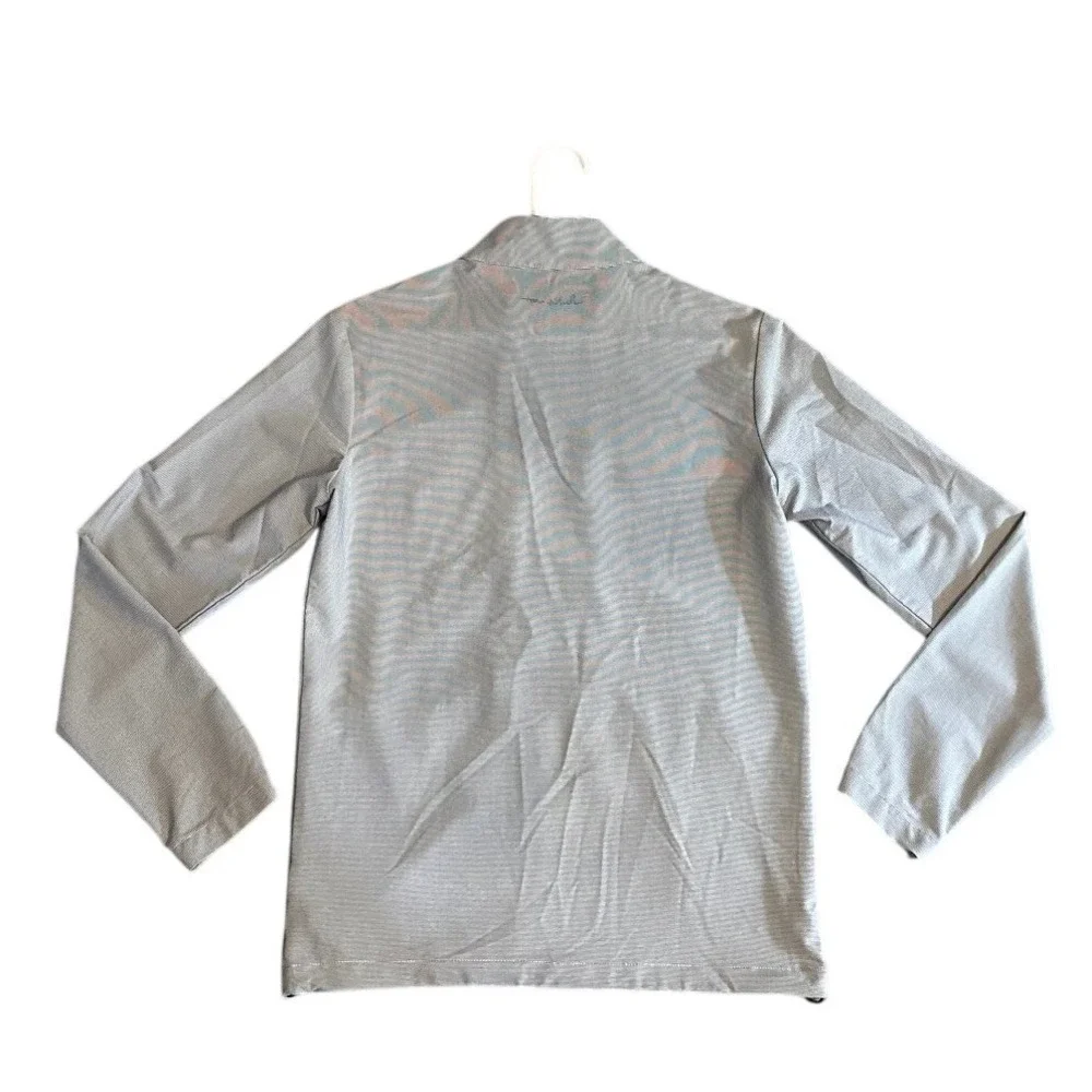 TravisMathew Grey Micro Stripe Full Zip Golf Jacket Men's Small